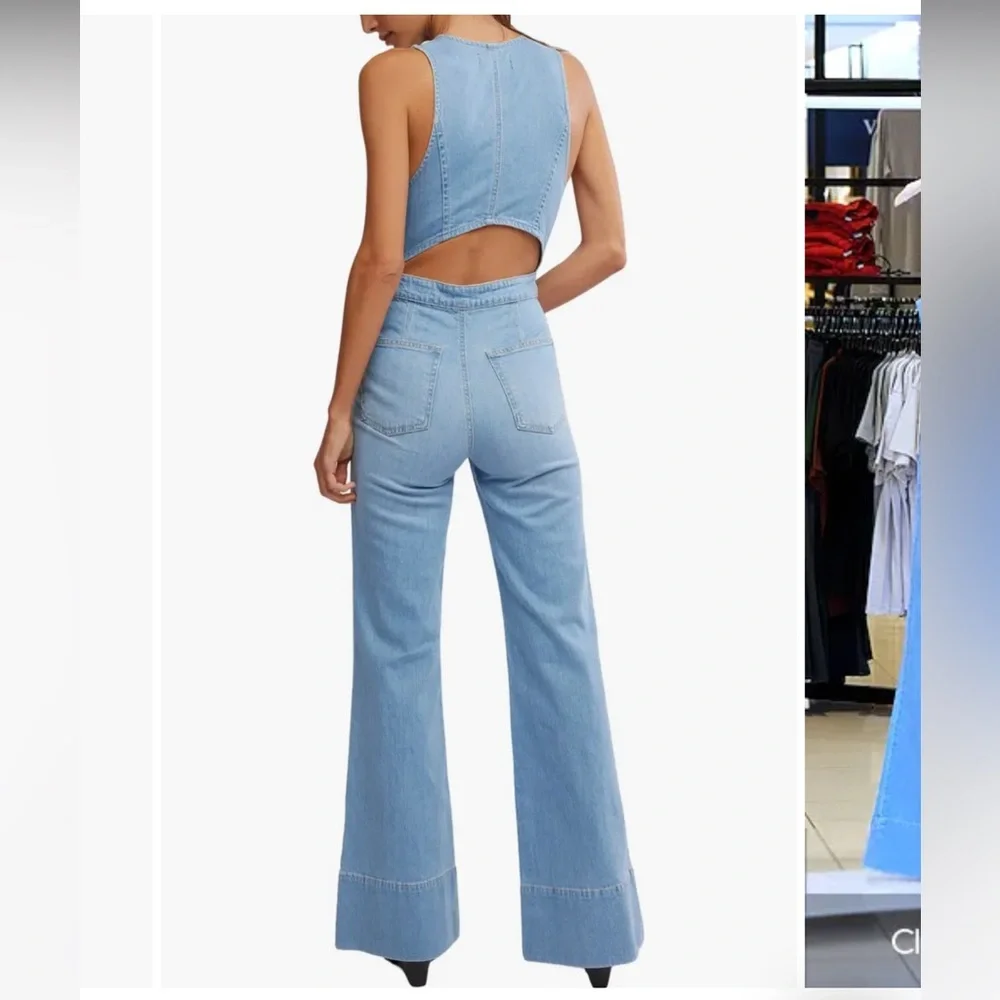 Free People Blue Flare Wide Leg Jeans‼️‼️ - Picture 2 of 8